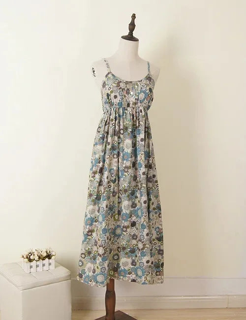 Summer Large Size Long Dress Beach Vacation Floral Dress for Women