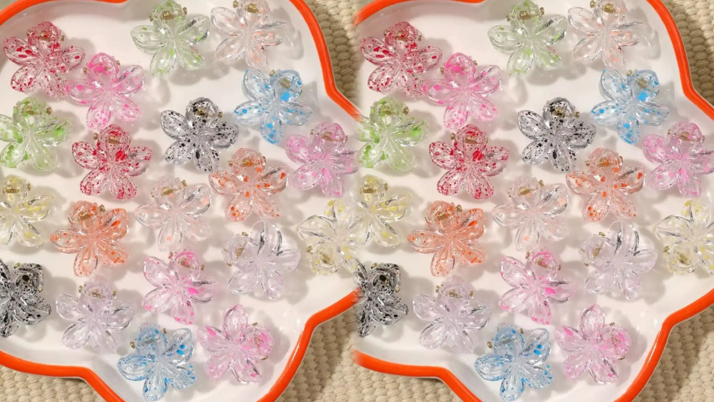 Mini Flower Hair Clips Pack for Women - Creaseless Styling Claw Clips for Bangs and Tiny Hair Styling