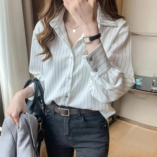 Striped Shirt Women Office Ladies Fashion