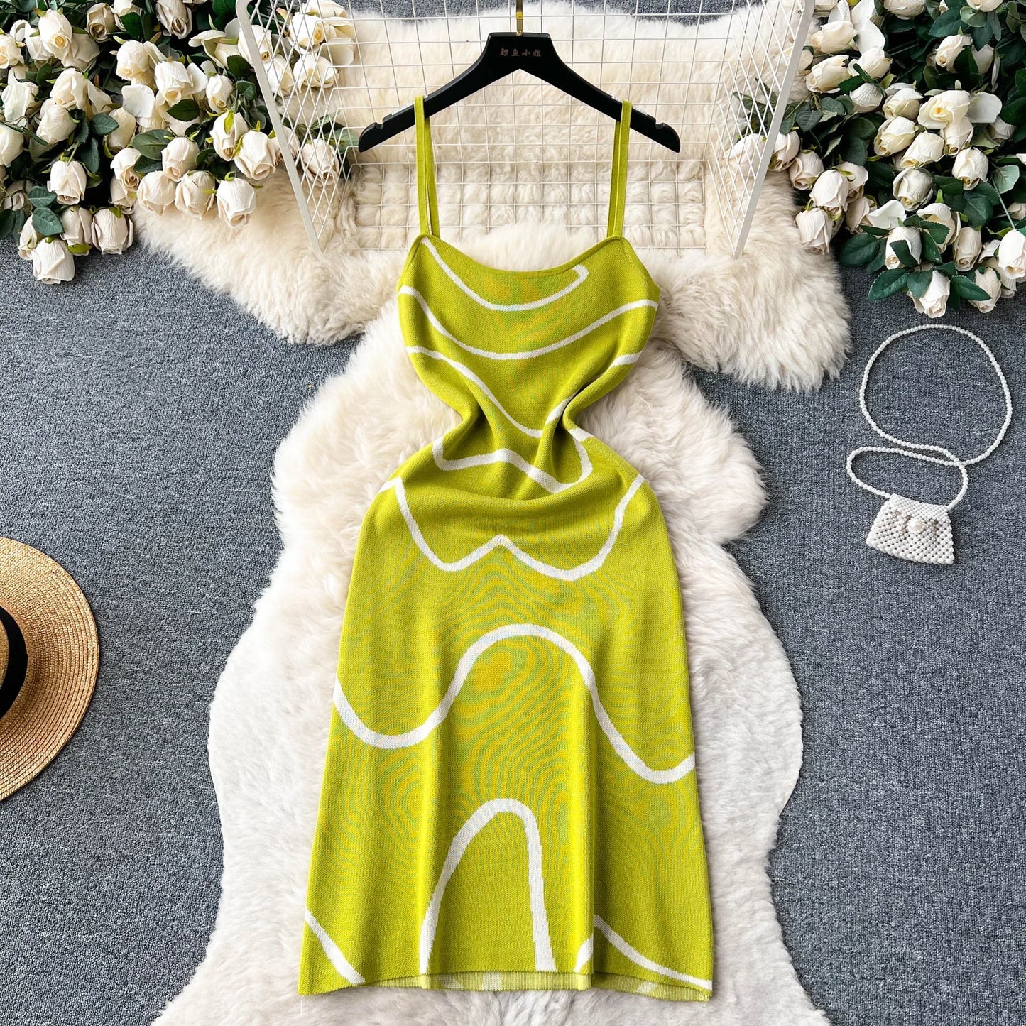 Ladies Knitted Sheath Sundress Backless Slim Dress