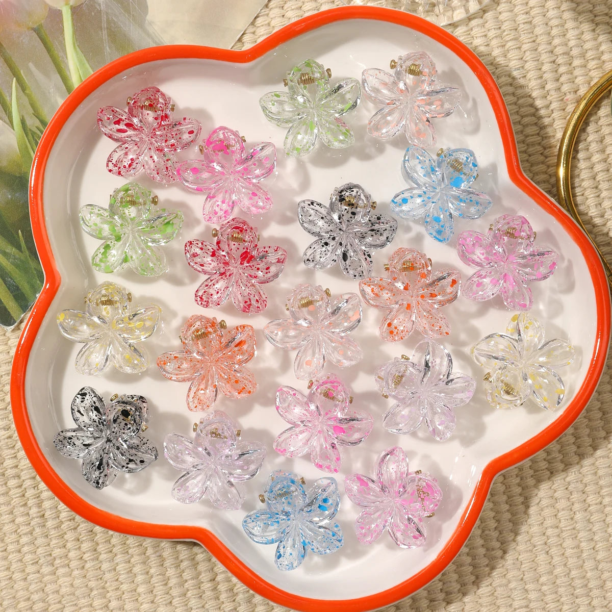 Mini Flower Hair Clips Pack for Women - Creaseless Styling Claw Clips for Bangs and Tiny Hair Styling