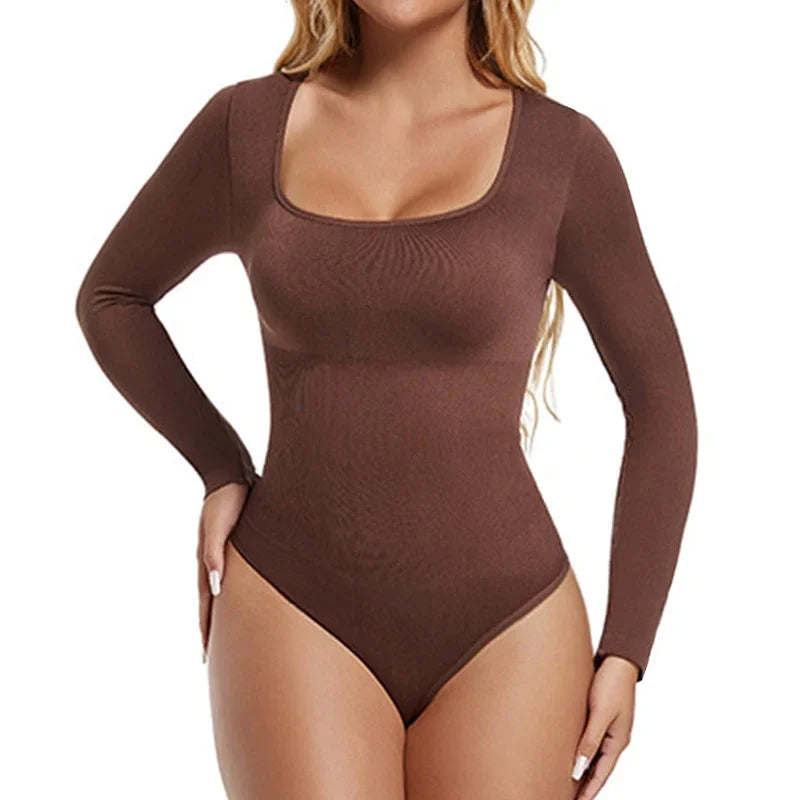 Bodysuit Long Sleeve Elastic Shapewear