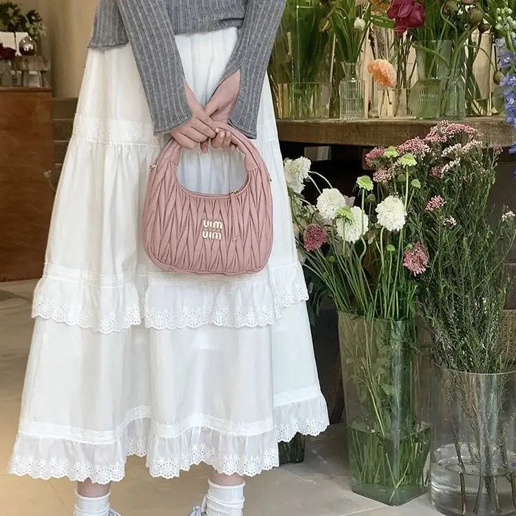 Lace A-line Loose All-match Ankle-length Skirts