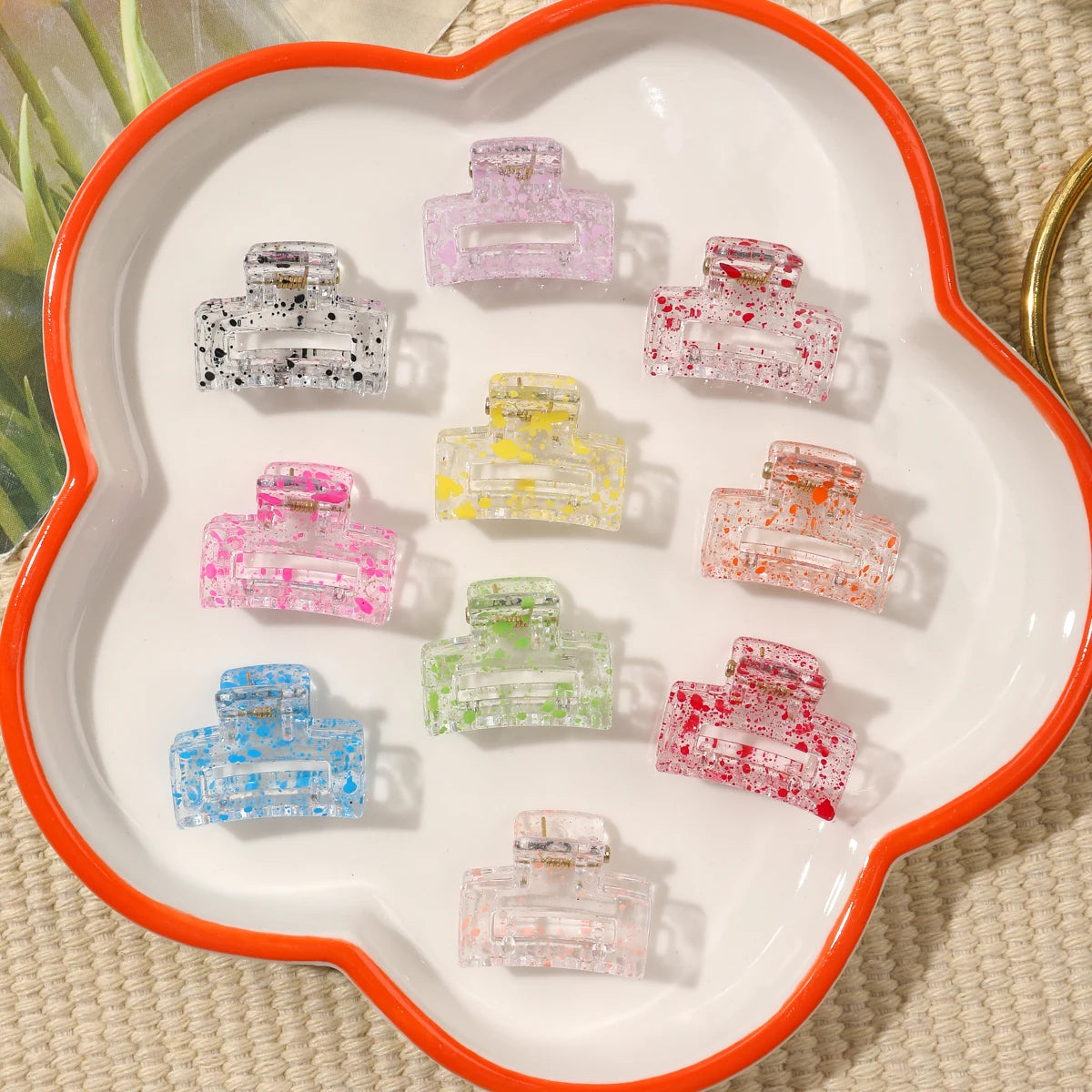 Mini Flower Hair Clips Pack for Women - Creaseless Styling Claw Clips for Bangs and Tiny Hair Styling