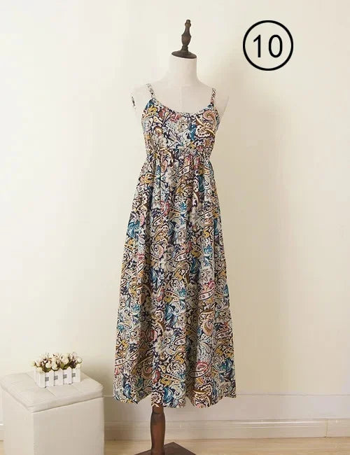 Summer Large Size Long Dress Beach Vacation Floral Dress for Women