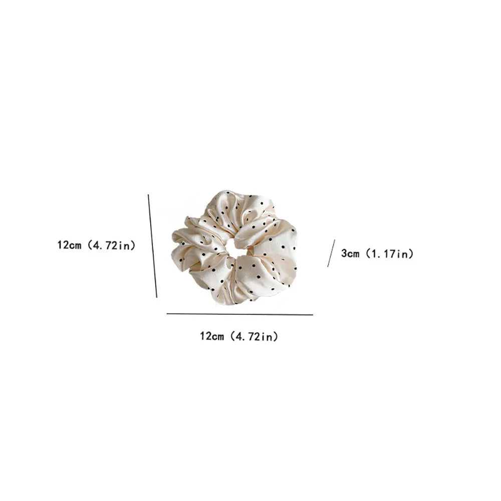 1Pcs Silk Scrunchies For Hair Simulation Silk Polka Dot Large Intestine Hair Ring Gentle Retro Head Rope Hair Ring Hair Accessor