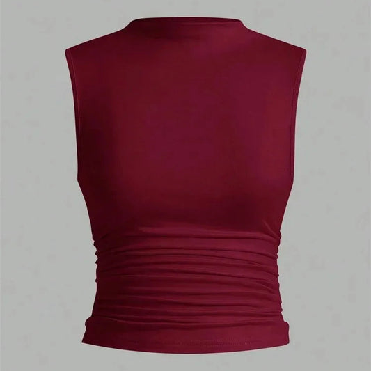 Women's Basic Sleeveless Ruched Tank Top