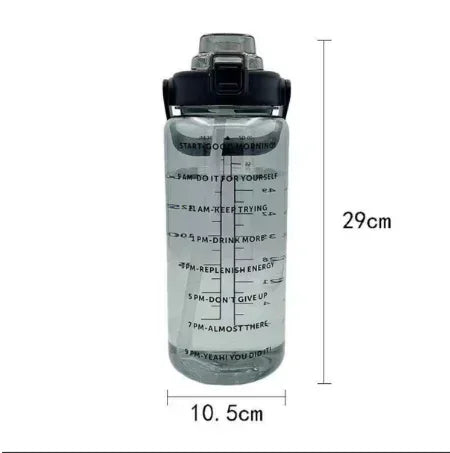 2L Water Bottle Portable Straw Plastic Water Bottle