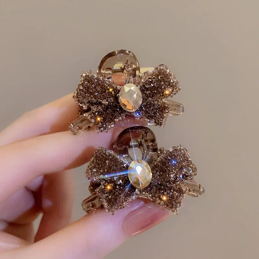 Rhinestone Small Hair Claw for Women Girls Korean Back Head Hair Grab Clip Glitter Shining Jewelry Decoration Styling Hairpins