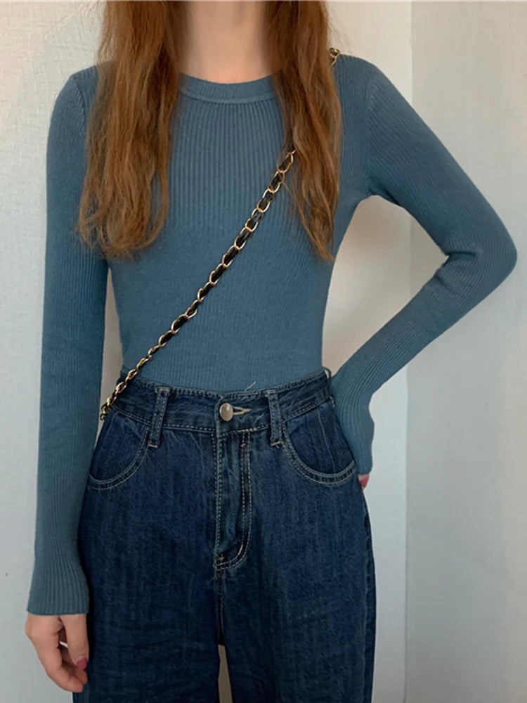 Cute Autumn Long Sleeve Women Tops No Button