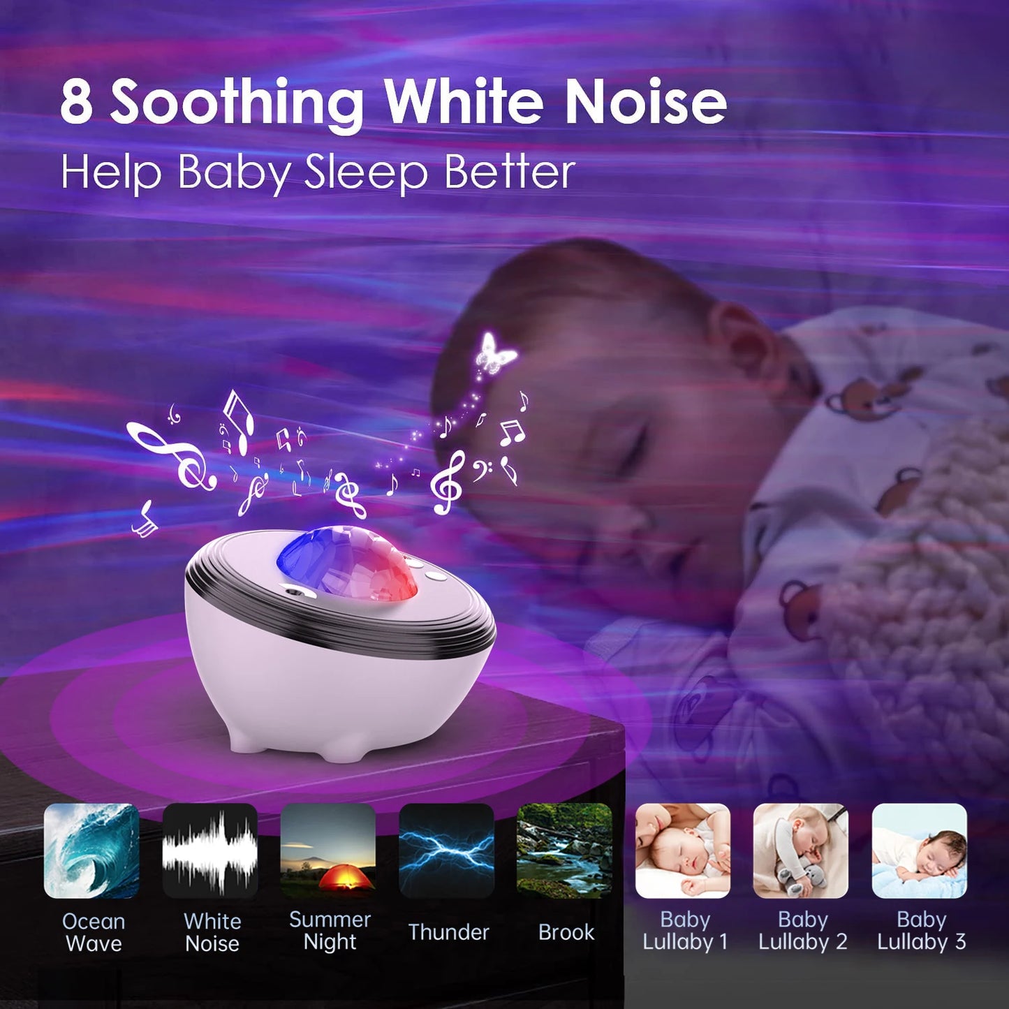 Star Aurora Night Light White Noise Galaxy Projector