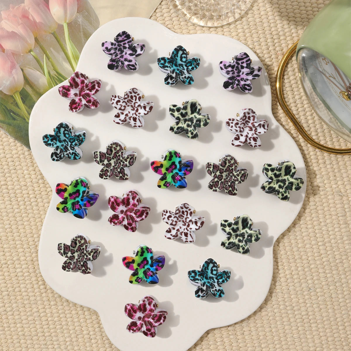 Mini Flower Hair Clips Pack for Women - Creaseless Styling Claw Clips for Bangs and Tiny Hair Styling