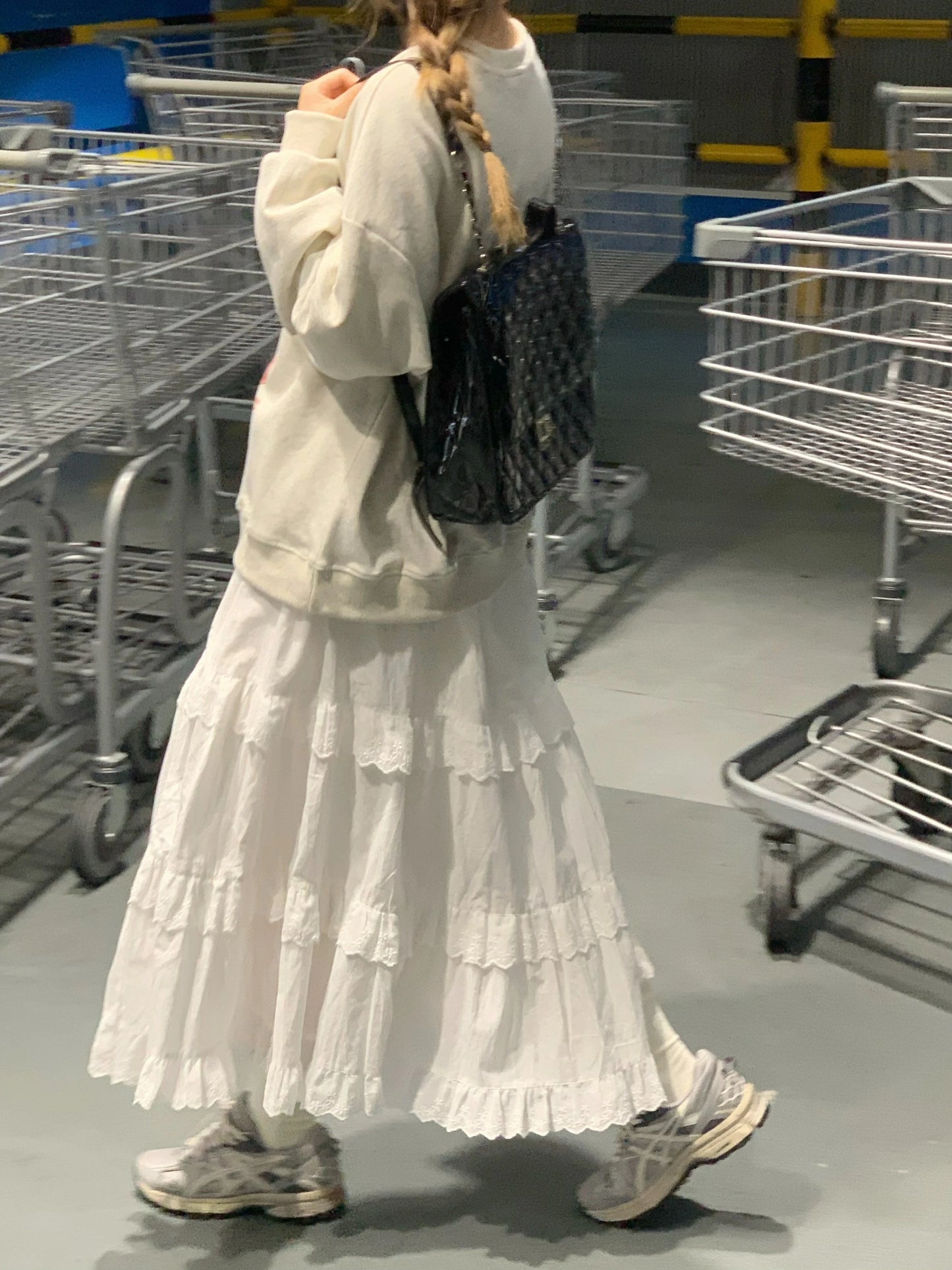 Lace A-line Loose All-match Ankle-length Skirts