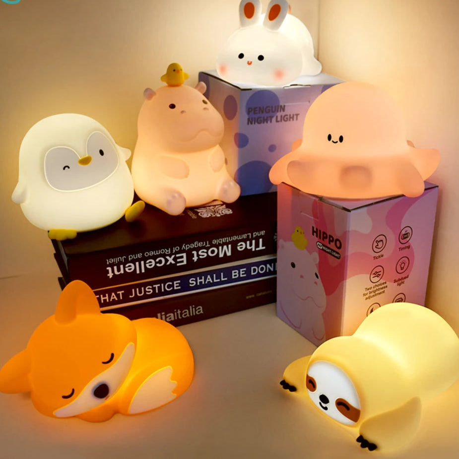 Squishy Night Lamp Fox Rabbit Nightlight With Touch Sensor