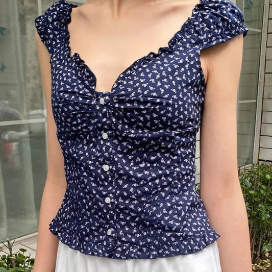 Women Summer Blouse Top Small Waisted