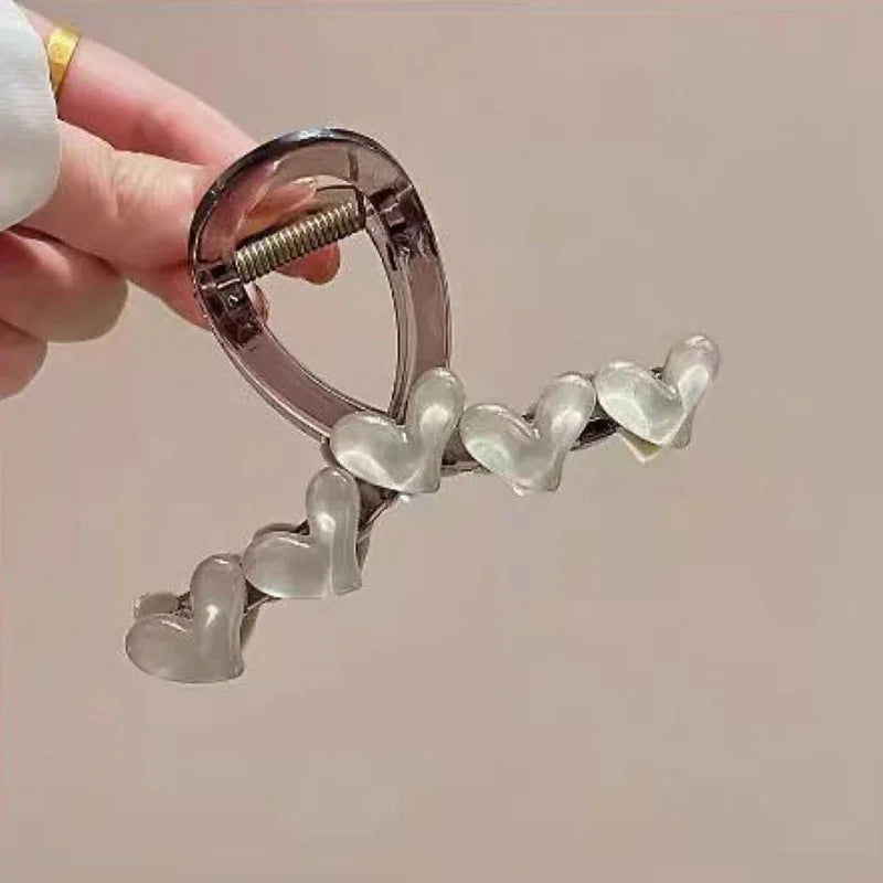 1pc Love grabbing clip for women's new high-end and fresh Korean jelly color simple clip headband, forest hair clip