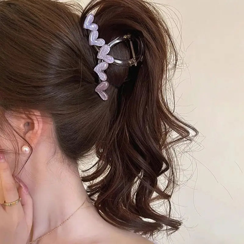 1pc Love grabbing clip for women's new high-end and fresh Korean jelly color simple clip headband, forest hair clip