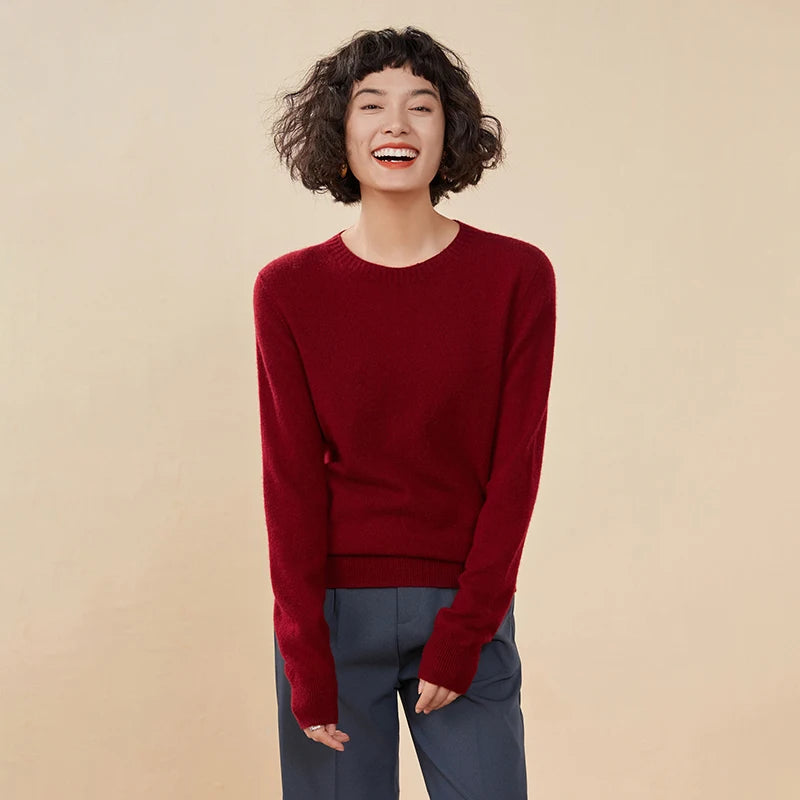Women's pullover autumn/winter 100% pure cashmere sweater casual knitted sweater round neck loose Tops basic versatile Blouse