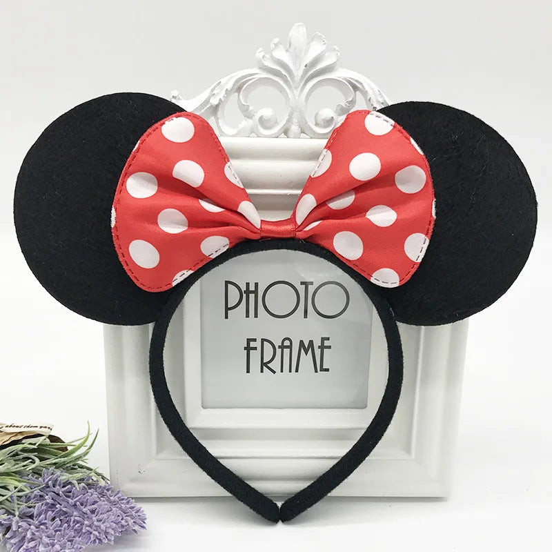 Girls Cute Mickyy Dress Up Ear Headband Hair Ornament Mouse Black Red Pink Headband Minnie Bow Korean Headband Headband Clip