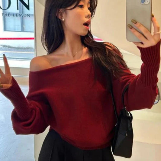 Sexy Off Shoulder Cropped Sweater Women