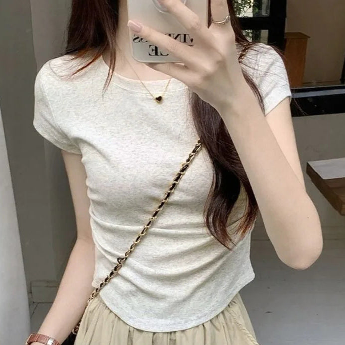 Small Size Slim Fit T-Shirt Short Sleeve Women Tops