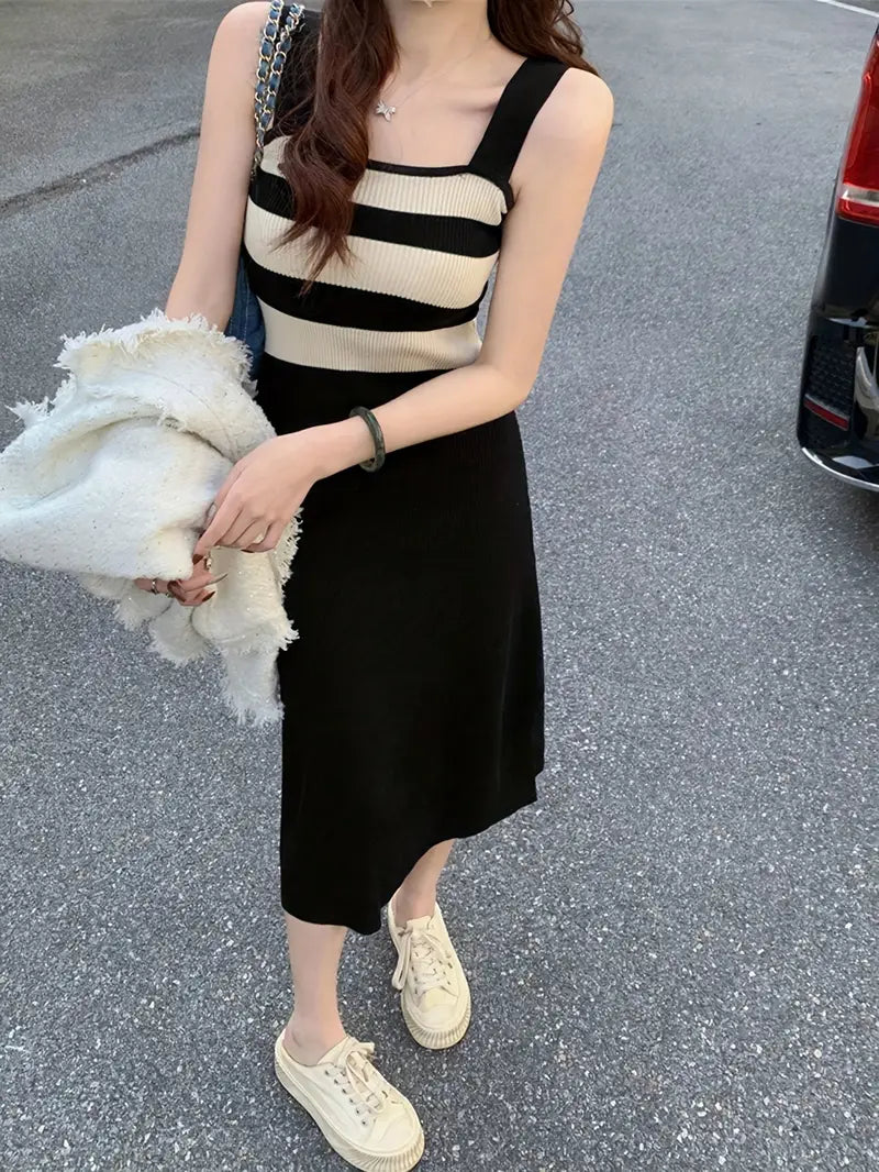 Summer Date Outfit Striped Color Dress for Women