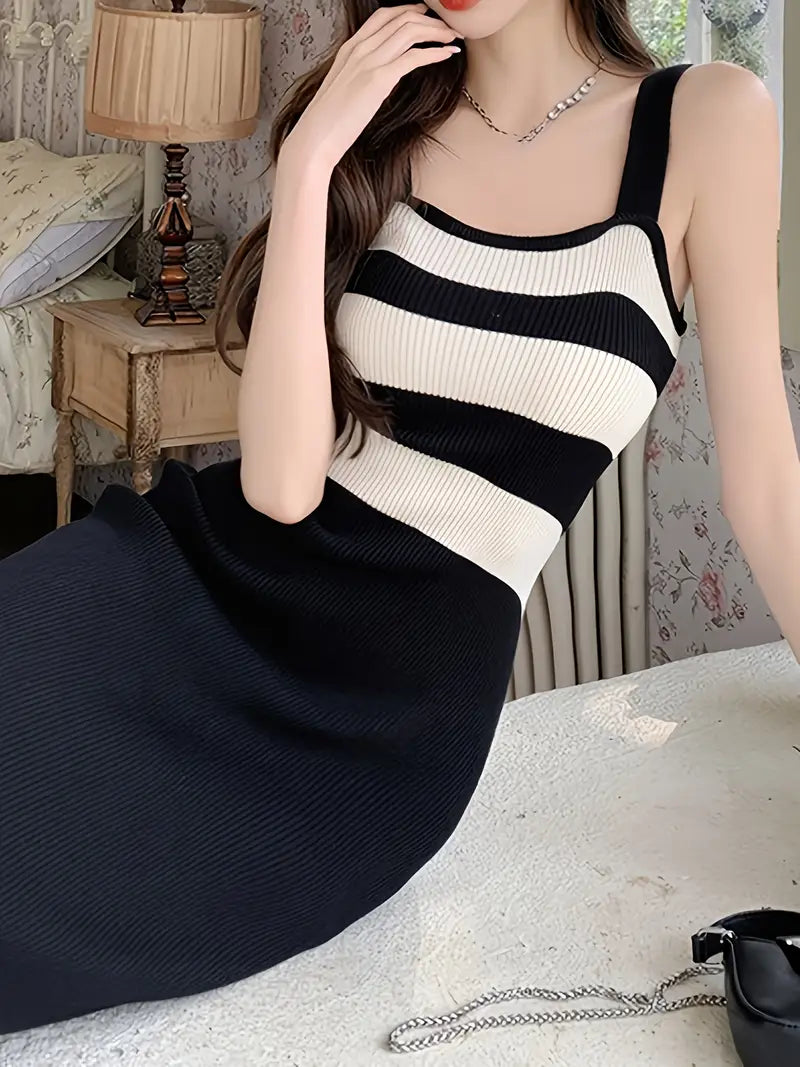 Summer Date Outfit Striped Color Dress for Women