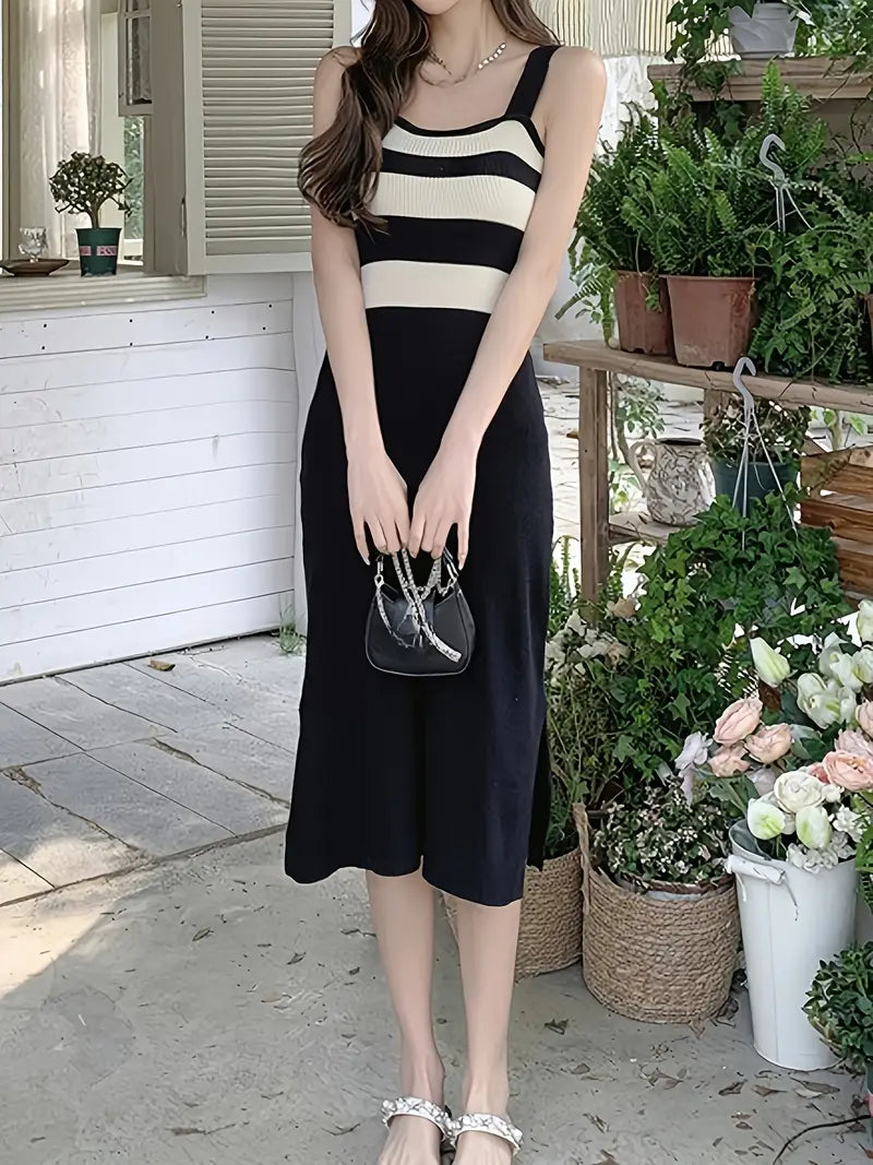 Summer Date Outfit Striped Color Dress for Women