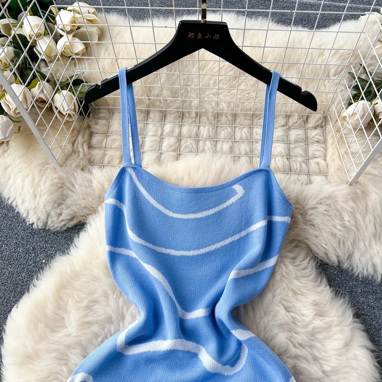 Ladies Knitted Sheath Sundress Backless Slim Dress