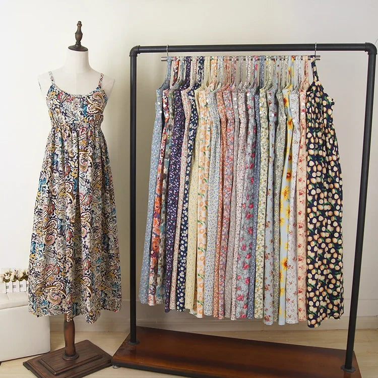 Summer Large Size Long Dress Beach Vacation Floral Dress for Women