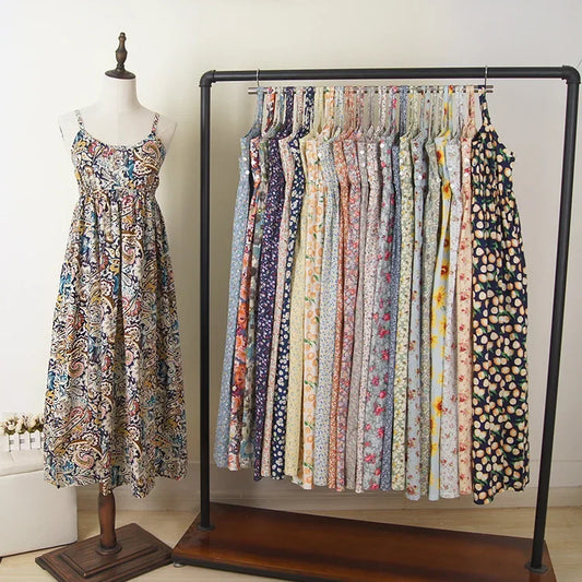 Summer Large Size Long Dress Beach Vacation Floral Dress for Women