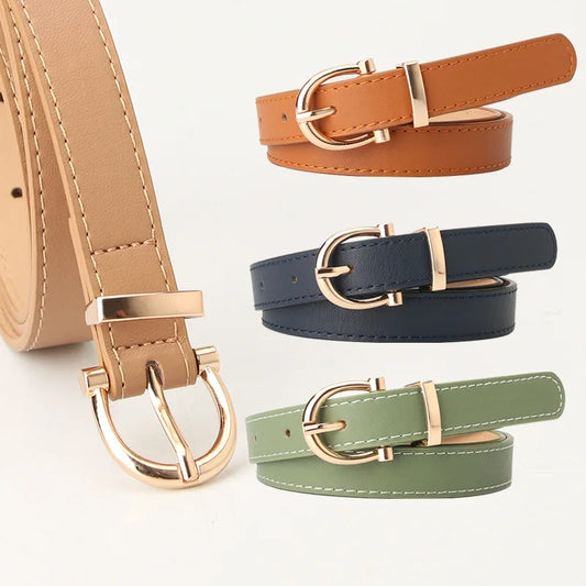 Women's Belt Metal Buckle Dress Jean Pant Waistband Belts for Lady