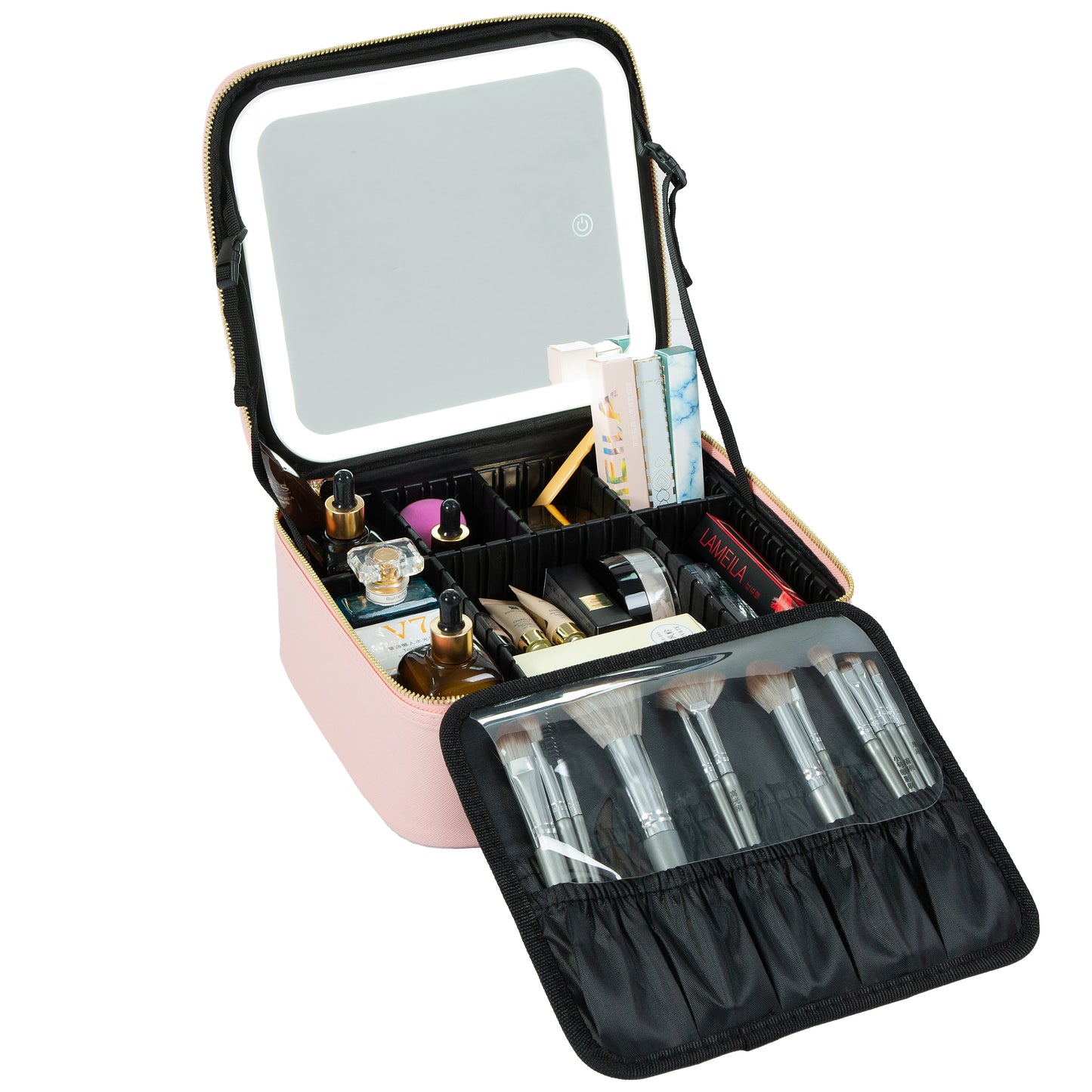 Cosmetic Bag with Mirror Travel Friendly for Ladies