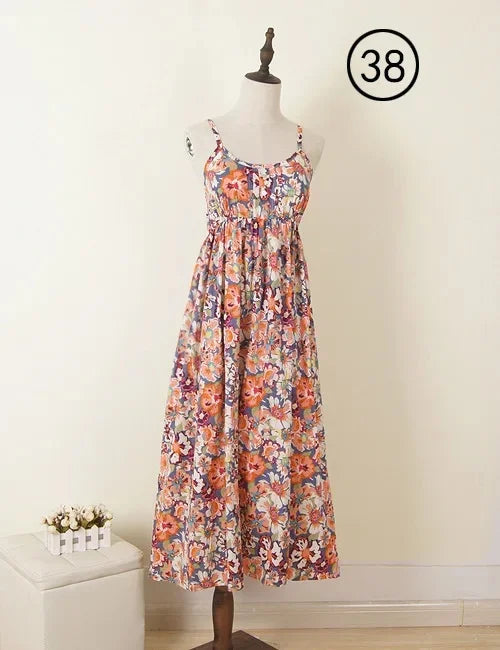 Summer Large Size Long Dress Beach Vacation Floral Dress for Women