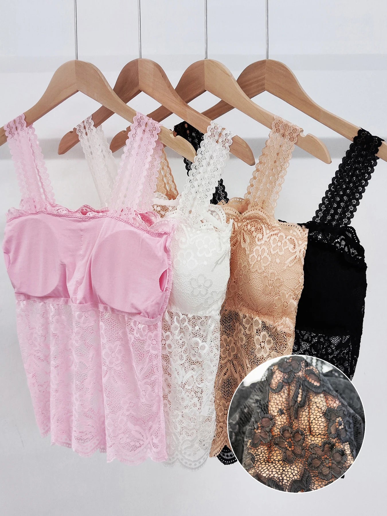 Lace Camisole Tank Top with Breast Pads