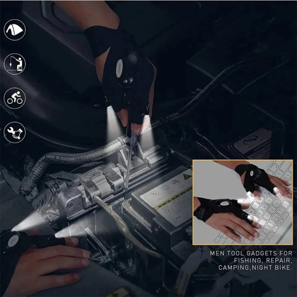 Glove With Lights Tool Gadgets for Repair