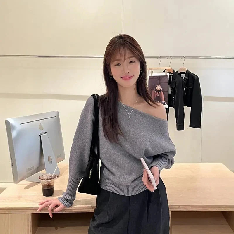 Sexy Off Shoulder Cropped Sweater Women