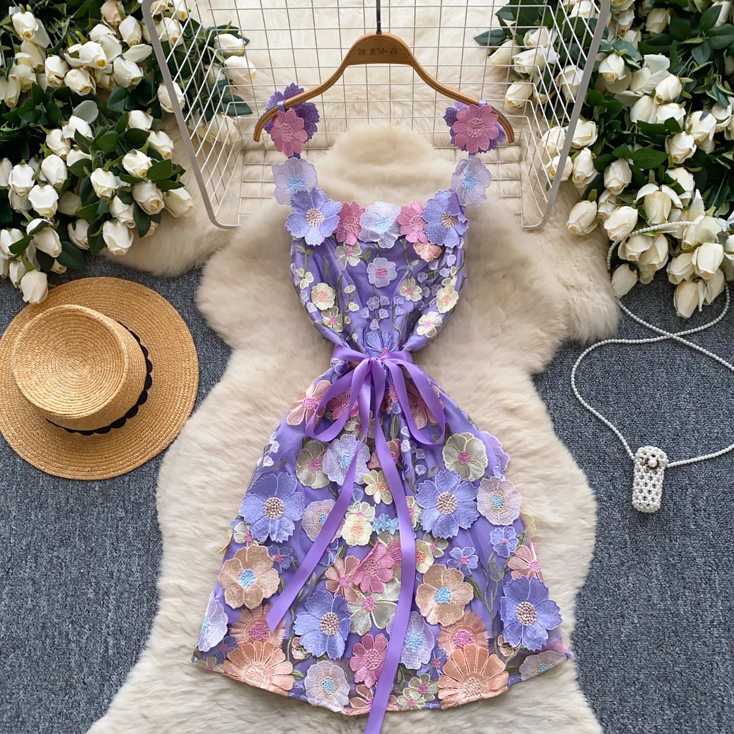 3D print Flowers lace-up Summer Women Evening Dress