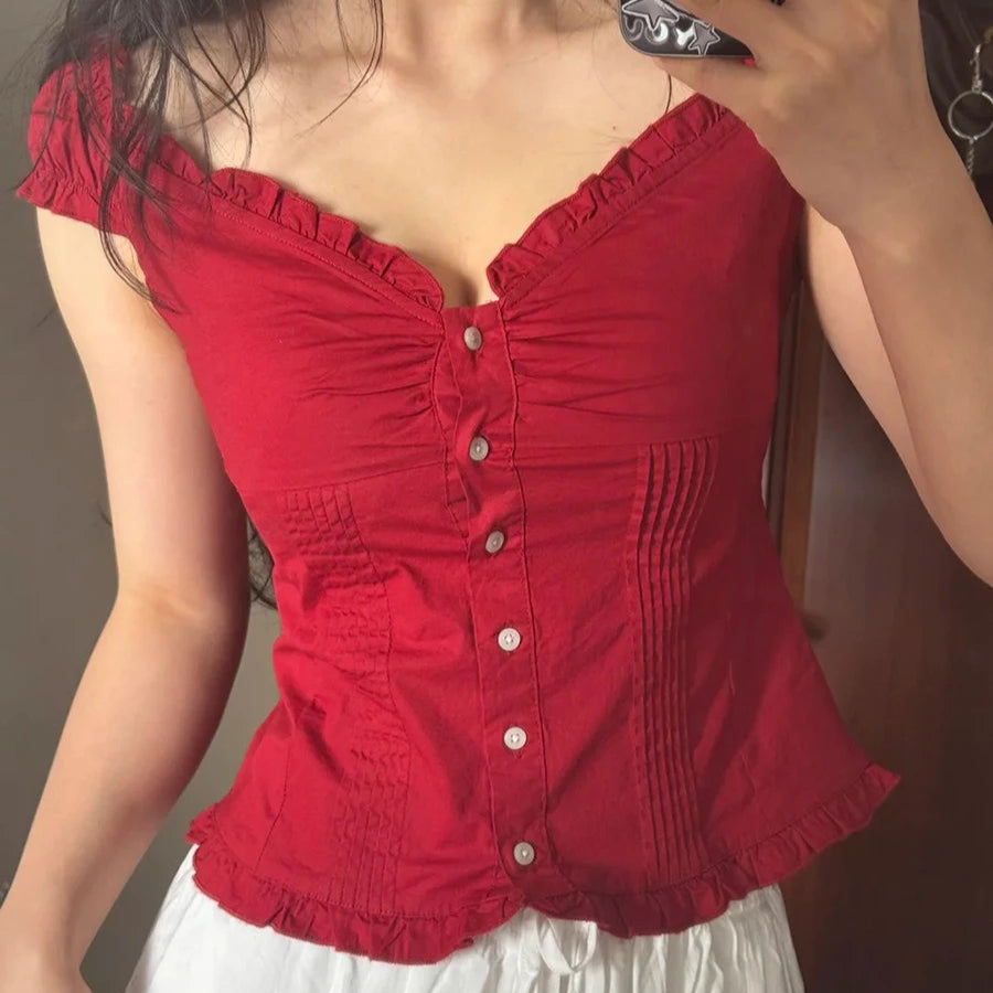 Women Summer Blouse Top Small Waisted