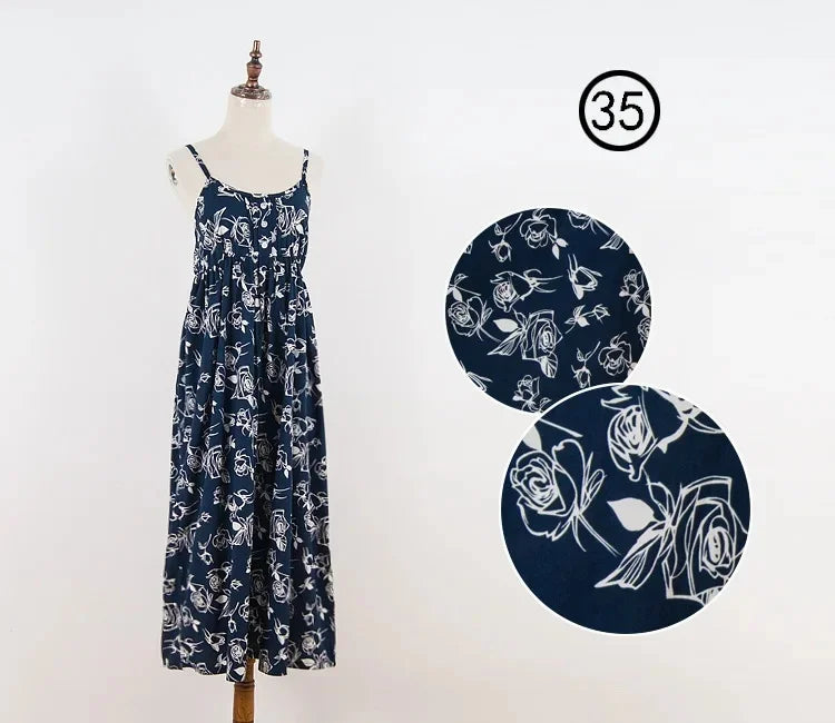 Summer Large Size Long Dress Beach Vacation Floral Dress for Women
