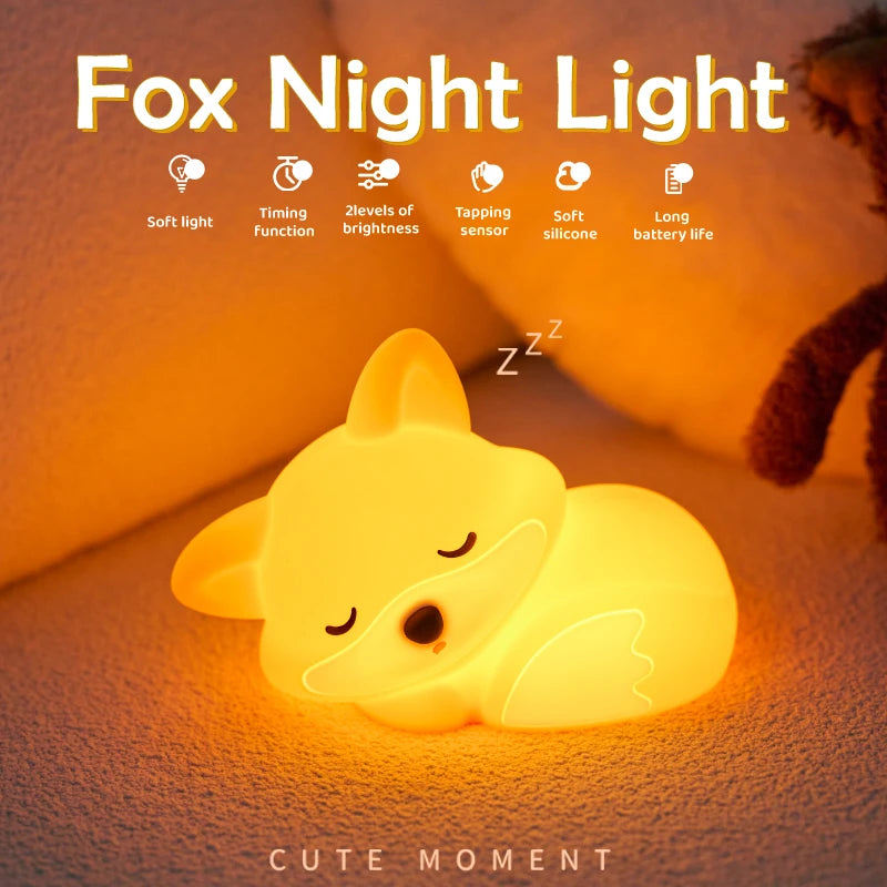 Squishy Night Lamp Fox Rabbit Nightlight With Touch Sensor