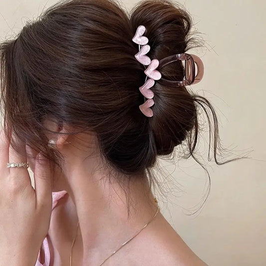 1pc Love grabbing clip for women's new high-end and fresh Korean jelly color simple clip headband, forest hair clip
