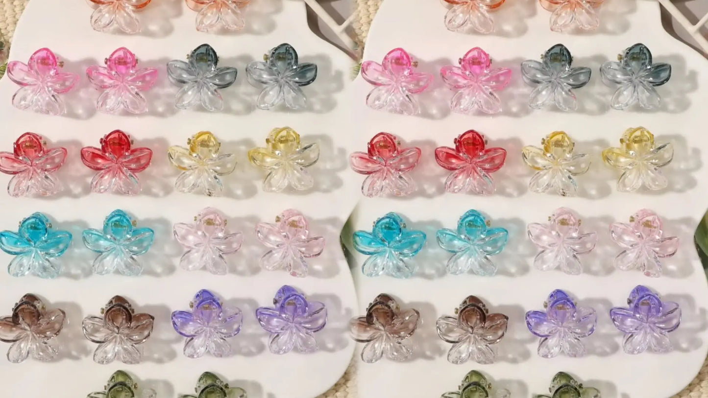 Mini Flower Hair Clips Pack for Women - Creaseless Styling Claw Clips for Bangs and Tiny Hair Styling