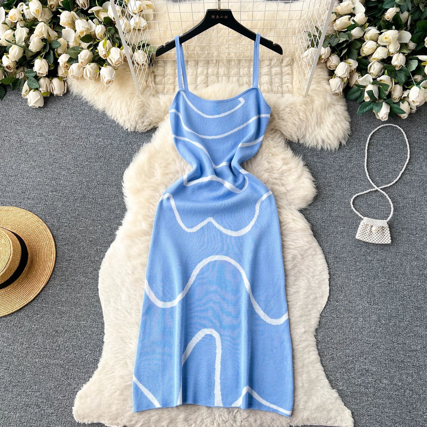 Ladies Knitted Sheath Sundress Backless Slim Dress