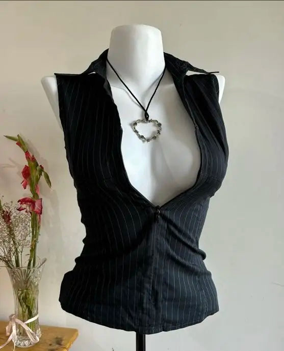 Stripes Slim Fit Shirt Women Short Sleeve Clothing