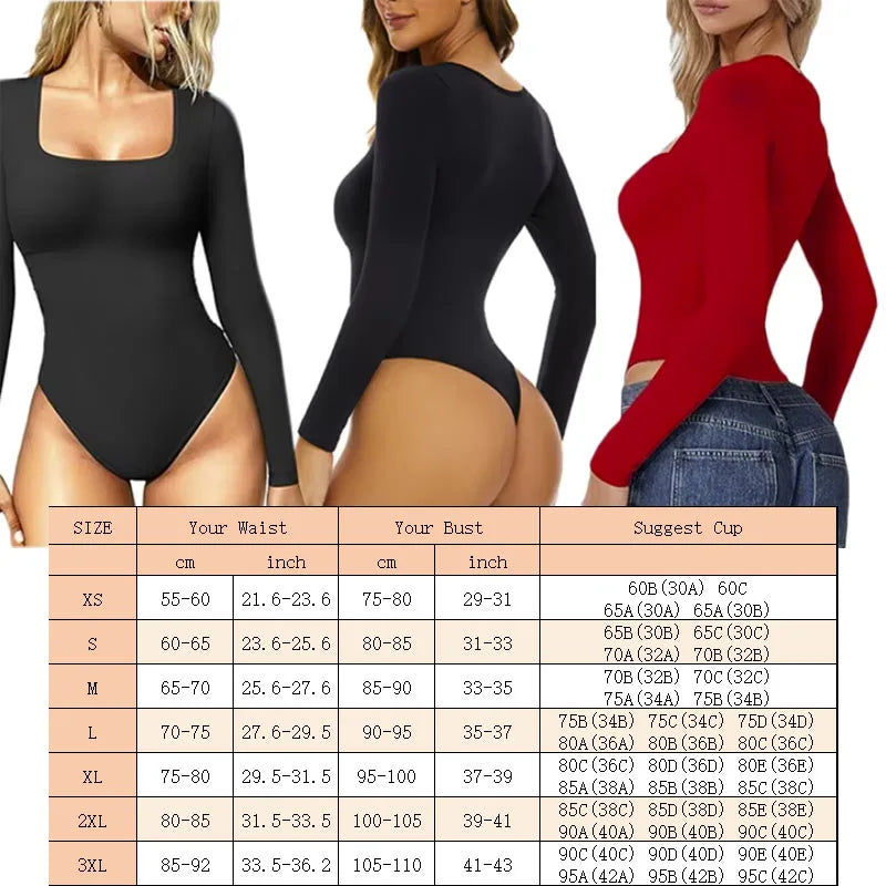Bodysuit Long Sleeve Elastic Shapewear