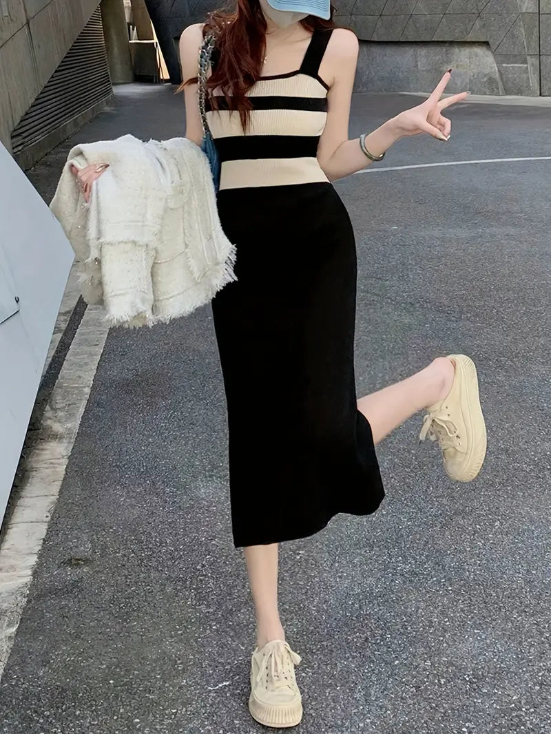 Summer Date Outfit Striped Color Dress for Women