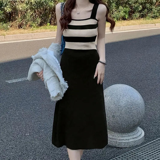 Summer Date Outfit Striped Color Dress for Women