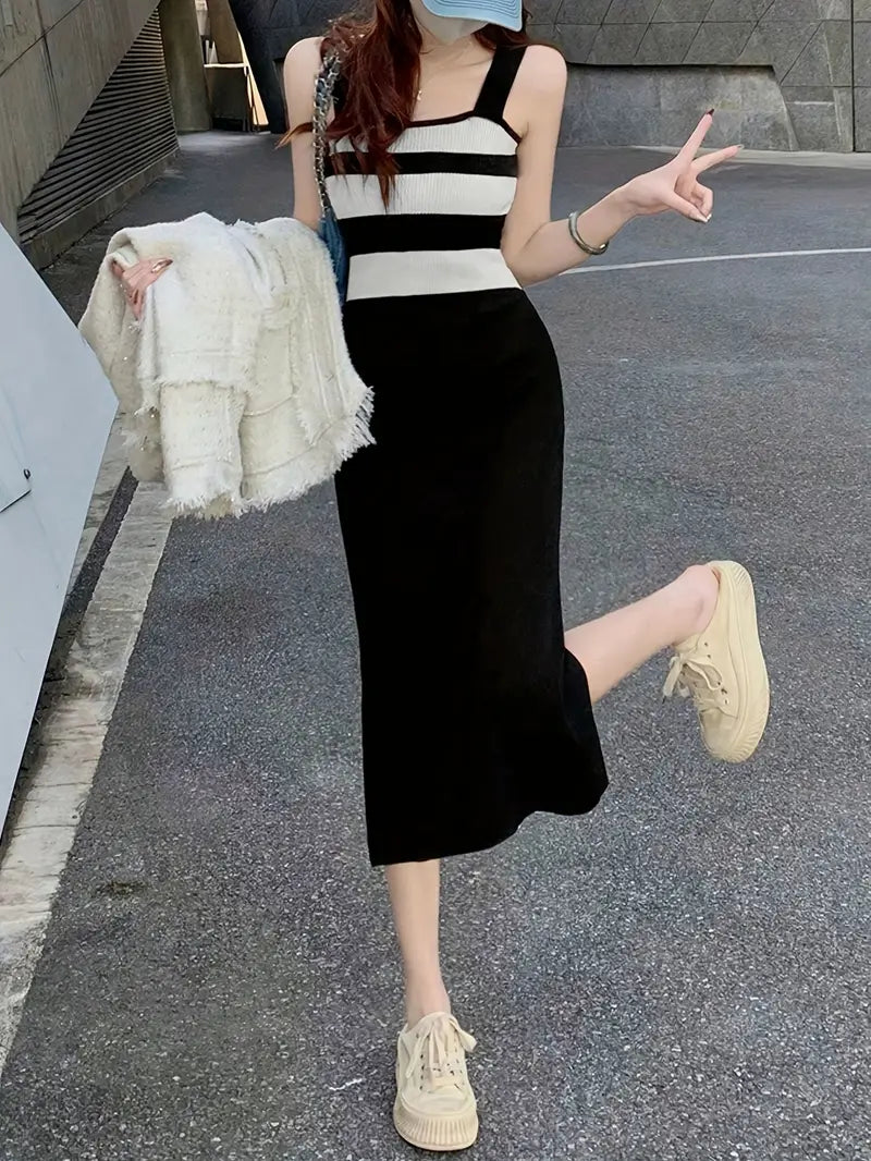 Summer Date Outfit Striped Color Dress for Women